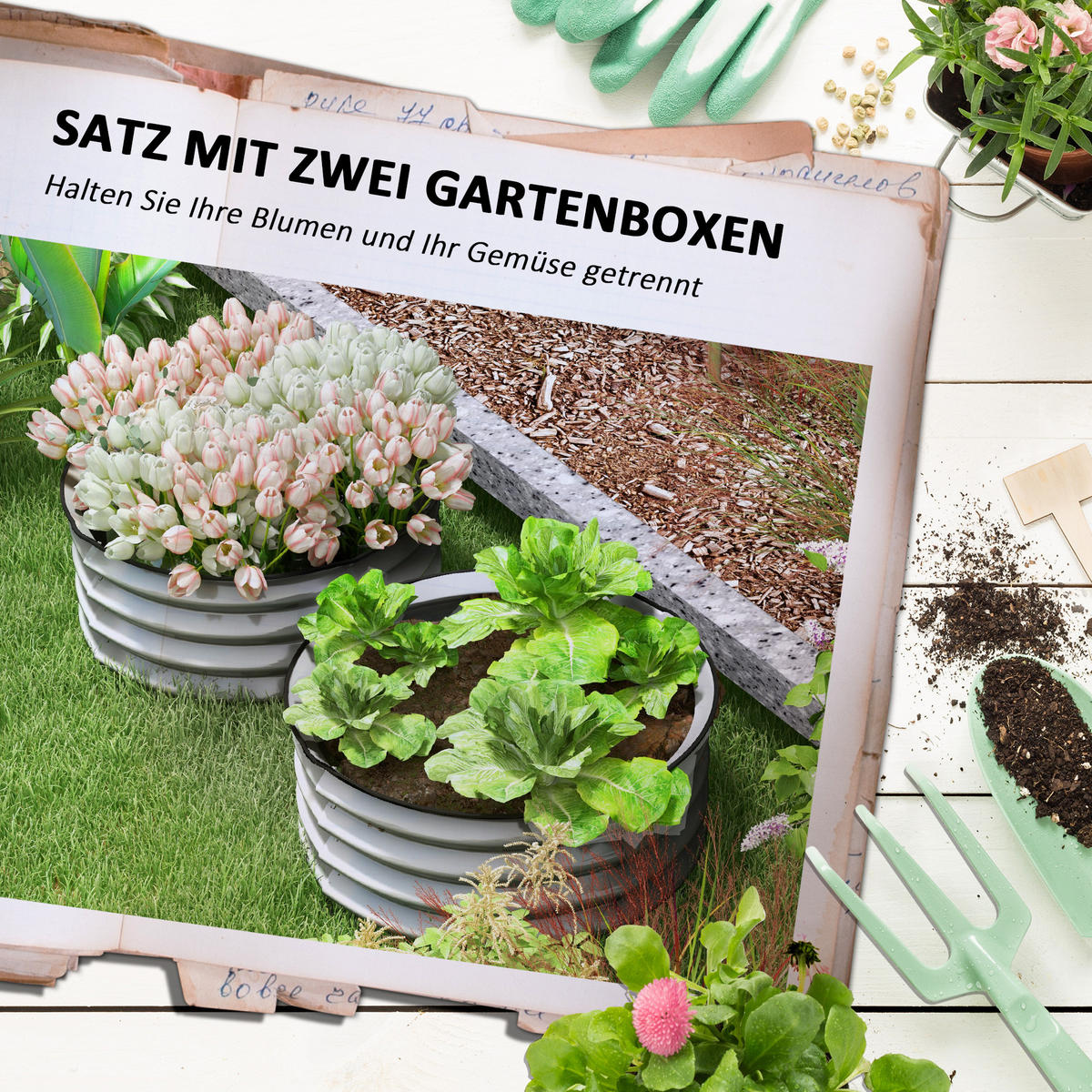 HOCHBEET aus Metall, 2er Set Blumenkasten, Gemüsebeet für Garten, Balkon, Silber - Silberfarben, Metall (60/30/60cm) - Outsunny