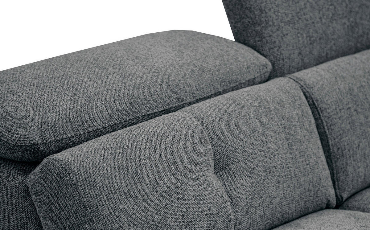 SOFA AVENA 3-Sitzer mit 1 Relaxfunktion, dunkelgrau - Dunkelgrau, Holzwerkstoff/Textil (204/80/108cm) - Courtois Laville