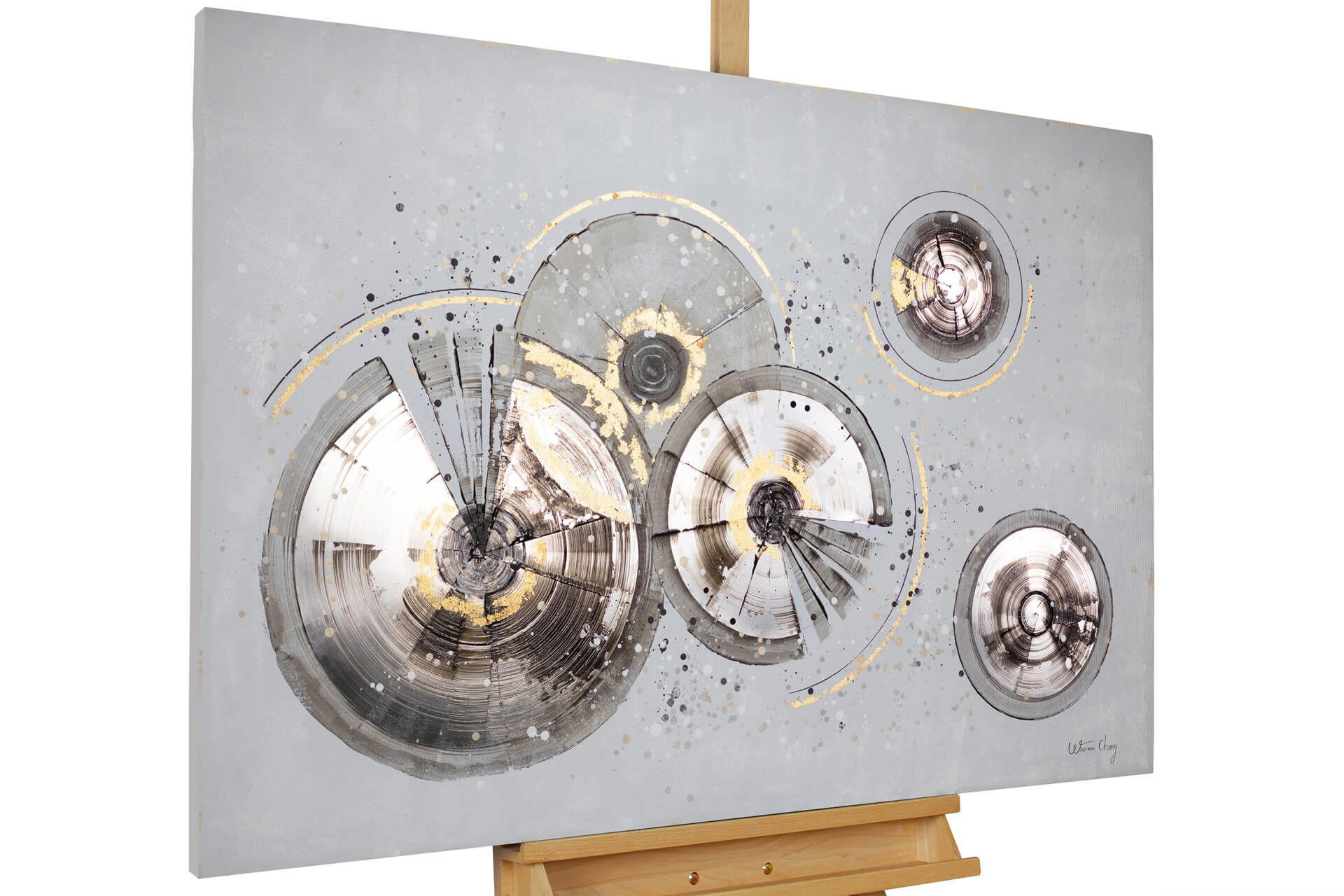 KUNSTLOFT RUČNĚ MALOVANÝ AKRYLOVÝ OBRAZ ŠEDÝ, 120/80 CM