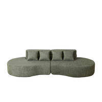 SOFA aus Chenille in Grün Modularer Memory-Schaum & Waschbarer Bezug - Grün, Textil (110/65/310cm) - Urban Meuble