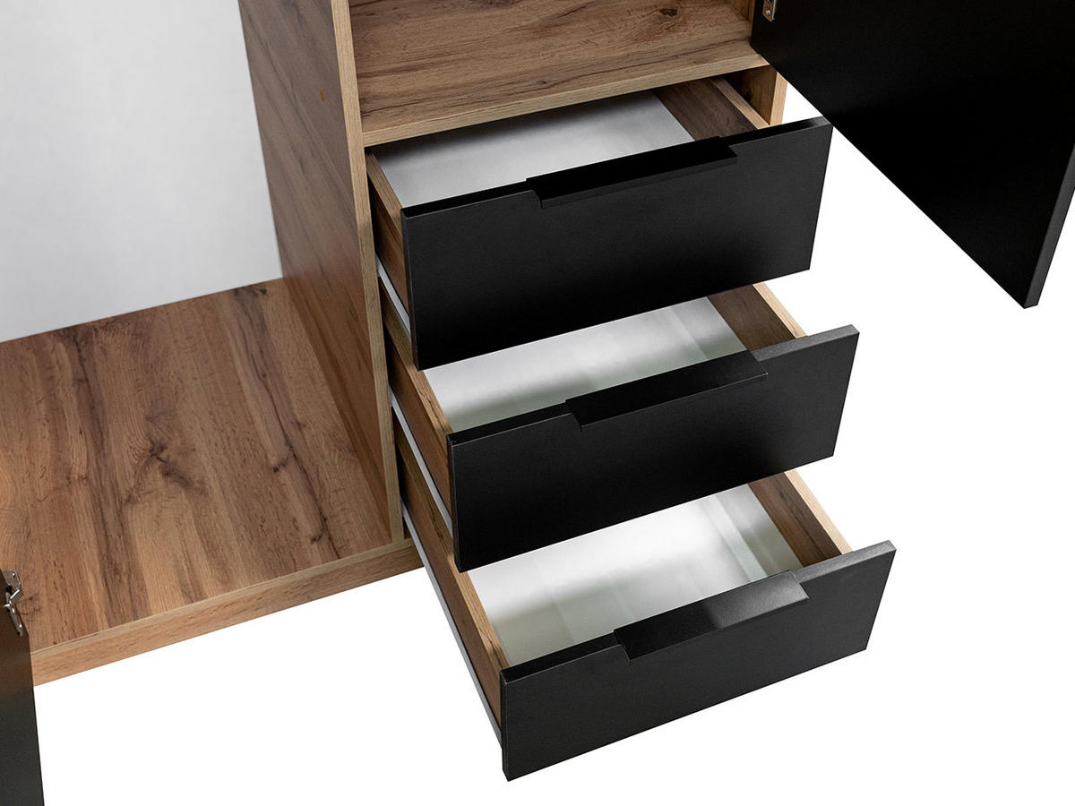 KLEIDERSCHRANK Bali Lux D2 - Schwarz/Braun, Holzwerkstoff/Metall (100/200/58cm) - MIRJAN24