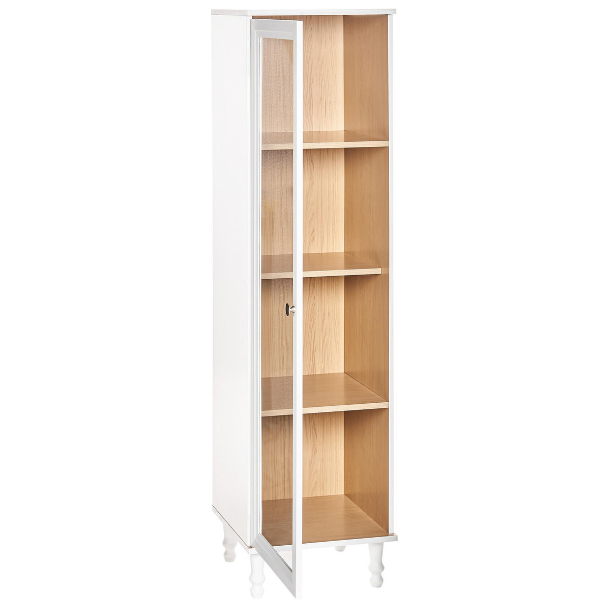 VITRÍNA se skleněnými dveřmi 40 cm Bílá Tingledale - bílá, kompozitní dřevo (40/150/38cm) - Beliani