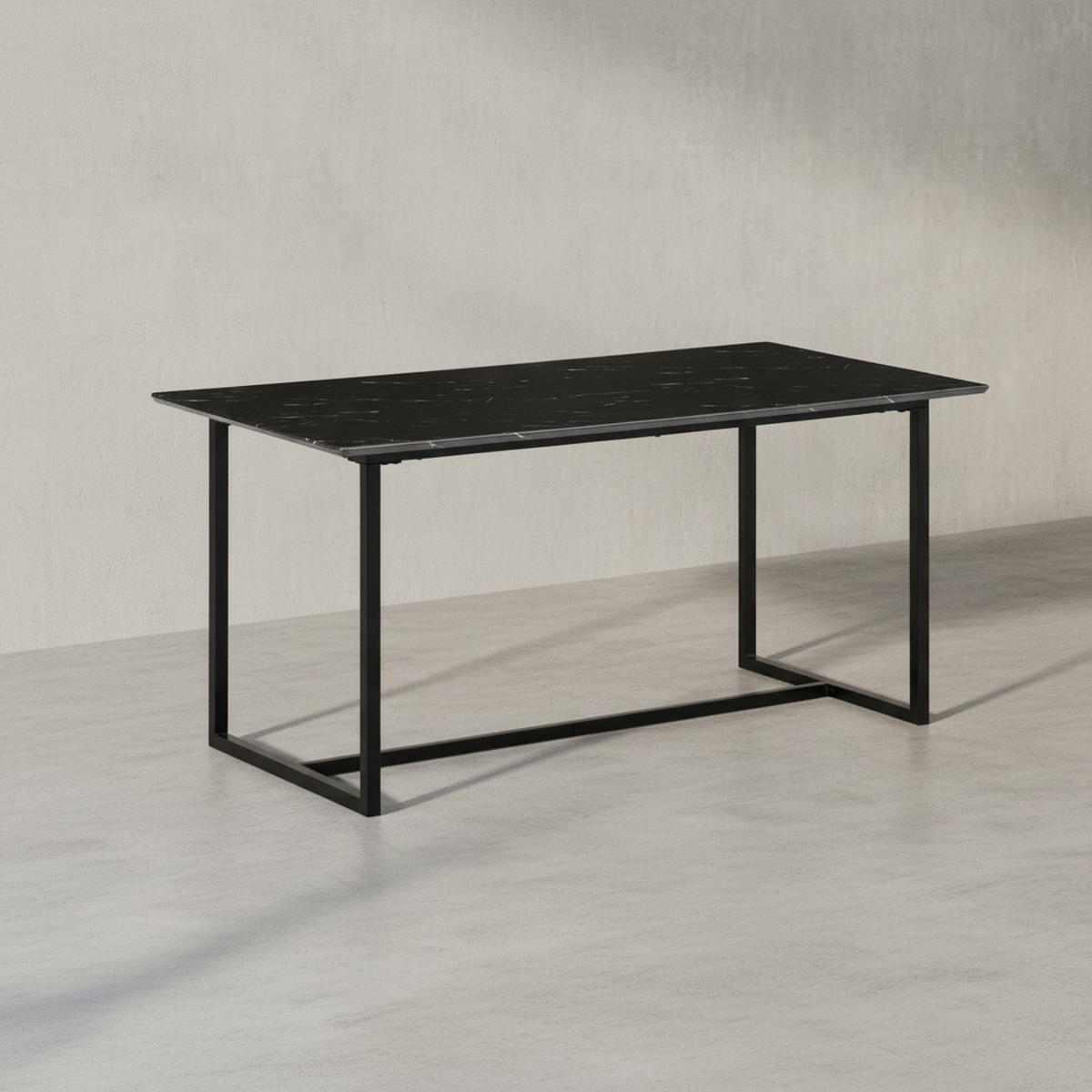 ESSTISCH Marmoroptik Metall Rechteckig Modern Klein, Schwarz 200x90x76 cm - Schwarz, Holzwerkstoff/Metall (90/200/76cm) - KADIMA DESIGN