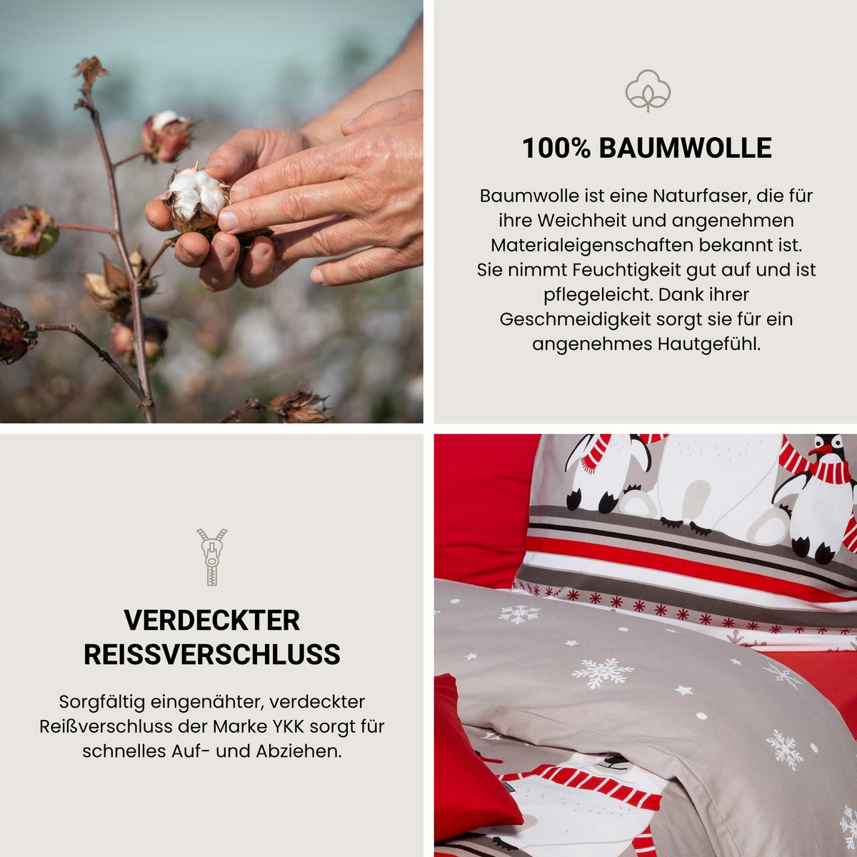 BETTWÄSCHESET Dida - Feinbiber - 2-teilig - 135x200 cm - Grau - Grau, Textil (135/200cm) - SCHIESSER