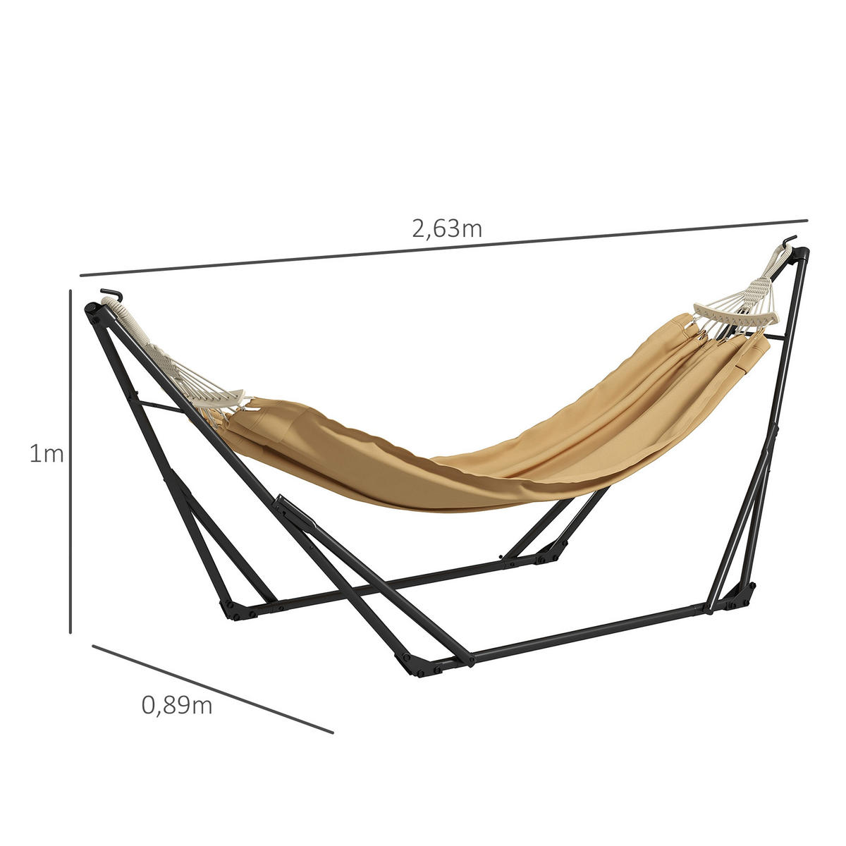 HÄNGEMATTENGESTELL DE-15271 2-in-1 klappbar mit Tasche Khaki - Mokka, Metall (263/89/100cm) - ComfortXL