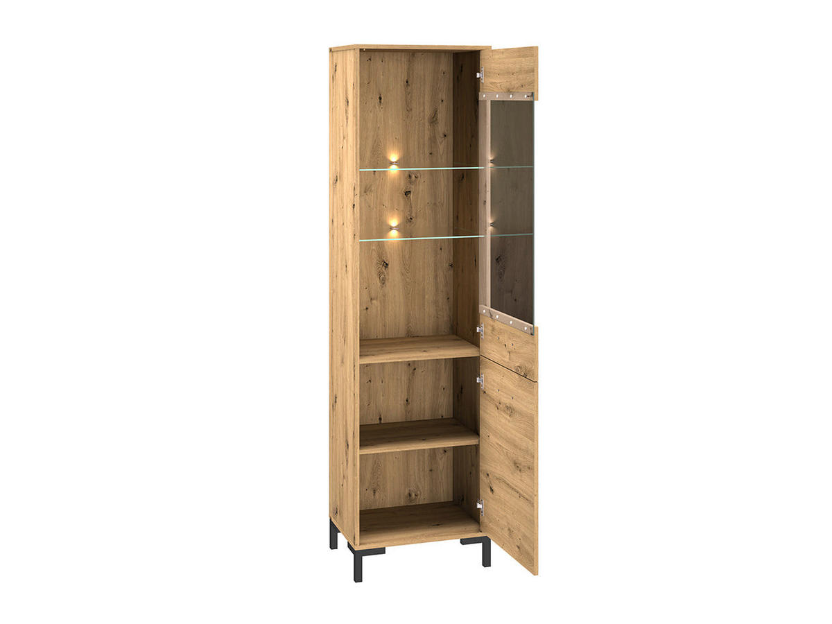 VITRINE – 55 cm – Nevio – Schwarz / Eichefarben – VI-016 - Eichefarben/Schwarz, Holzwerkstoff (55/200/40cm) - hi-markt