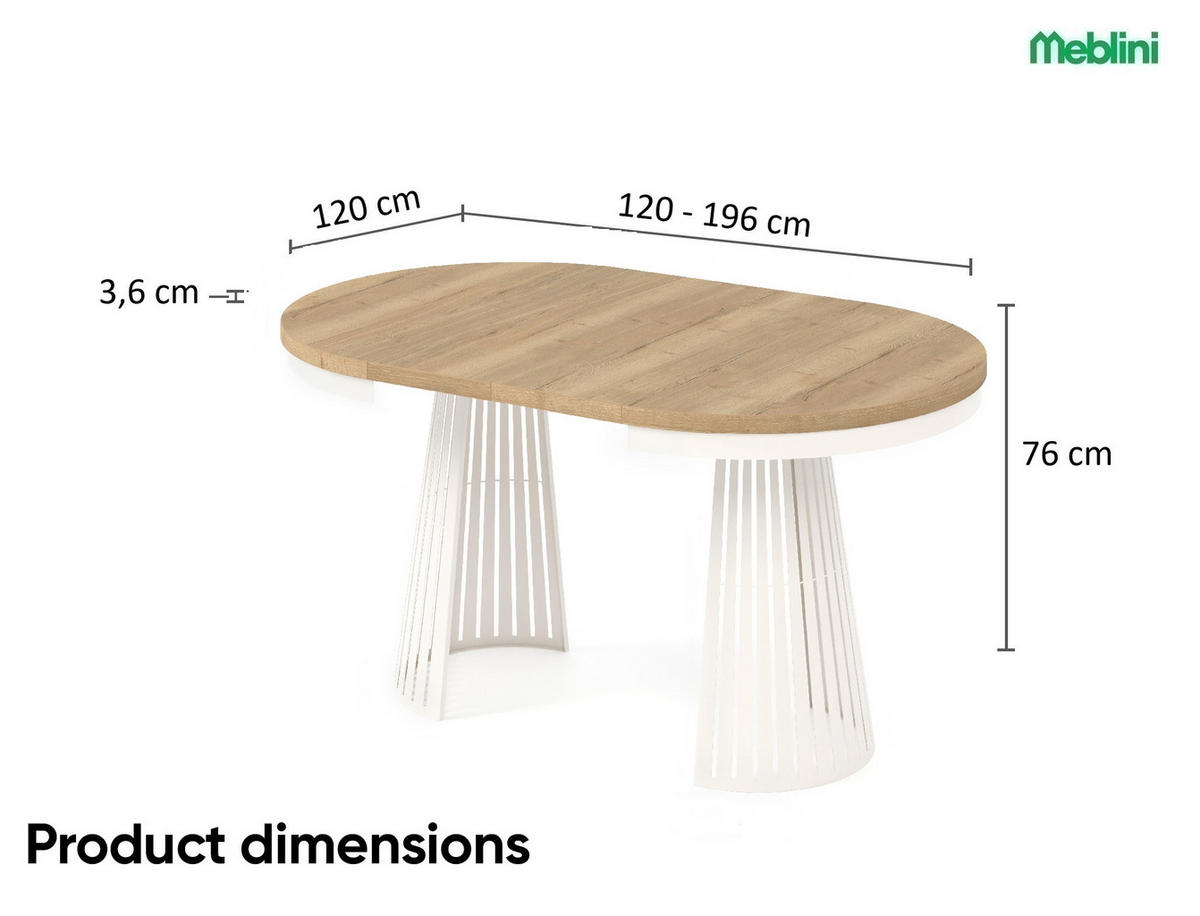 ESSTISCH Cone Bis - Hellbraun/Kaschmir, Holzwerkstoff/Metall (120/120/76cm) - Meblini