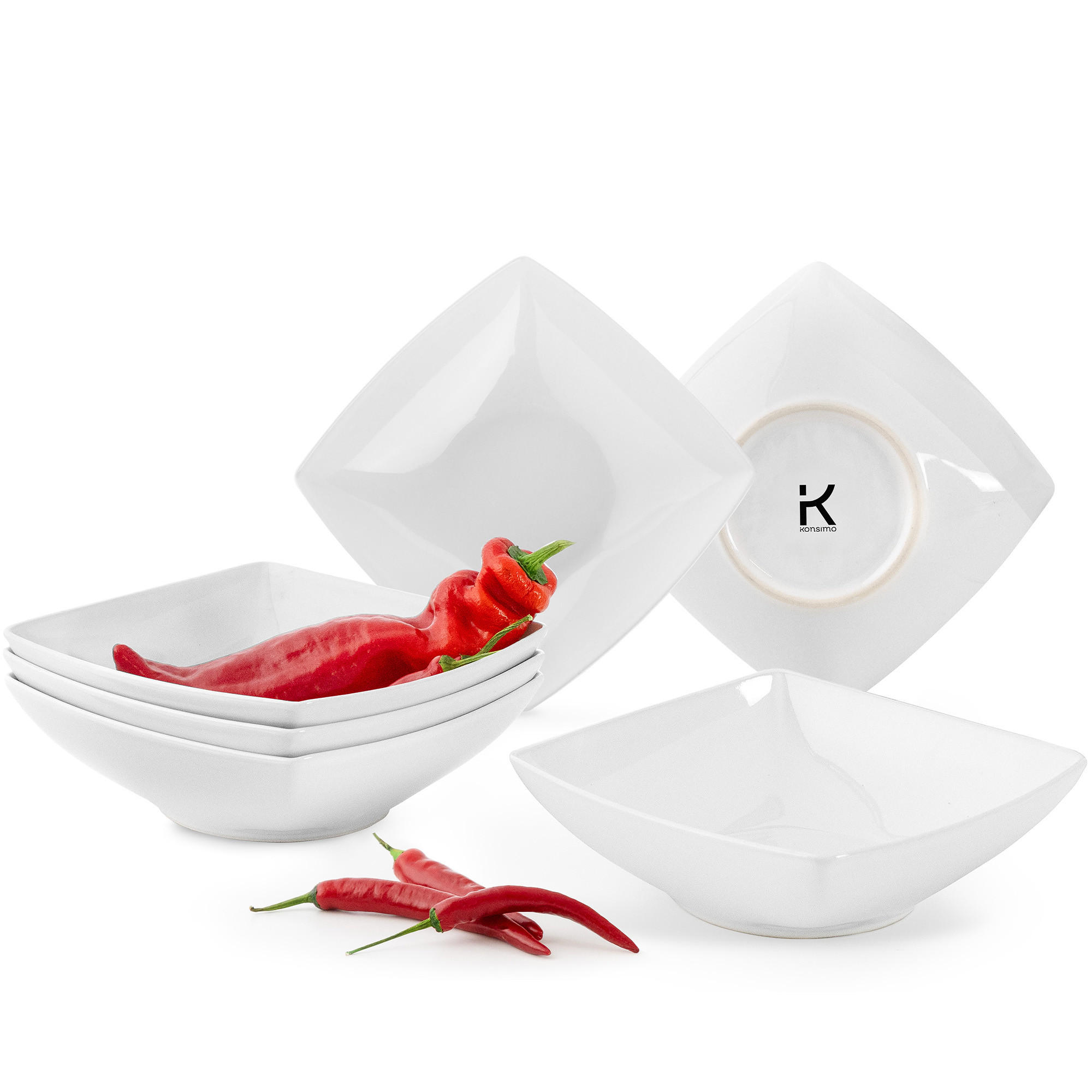 TELLERSET EPIRI Suppenteller 6 Personen 6-tlg - Weiß, Keramik (17cm) - KONSIMO®
