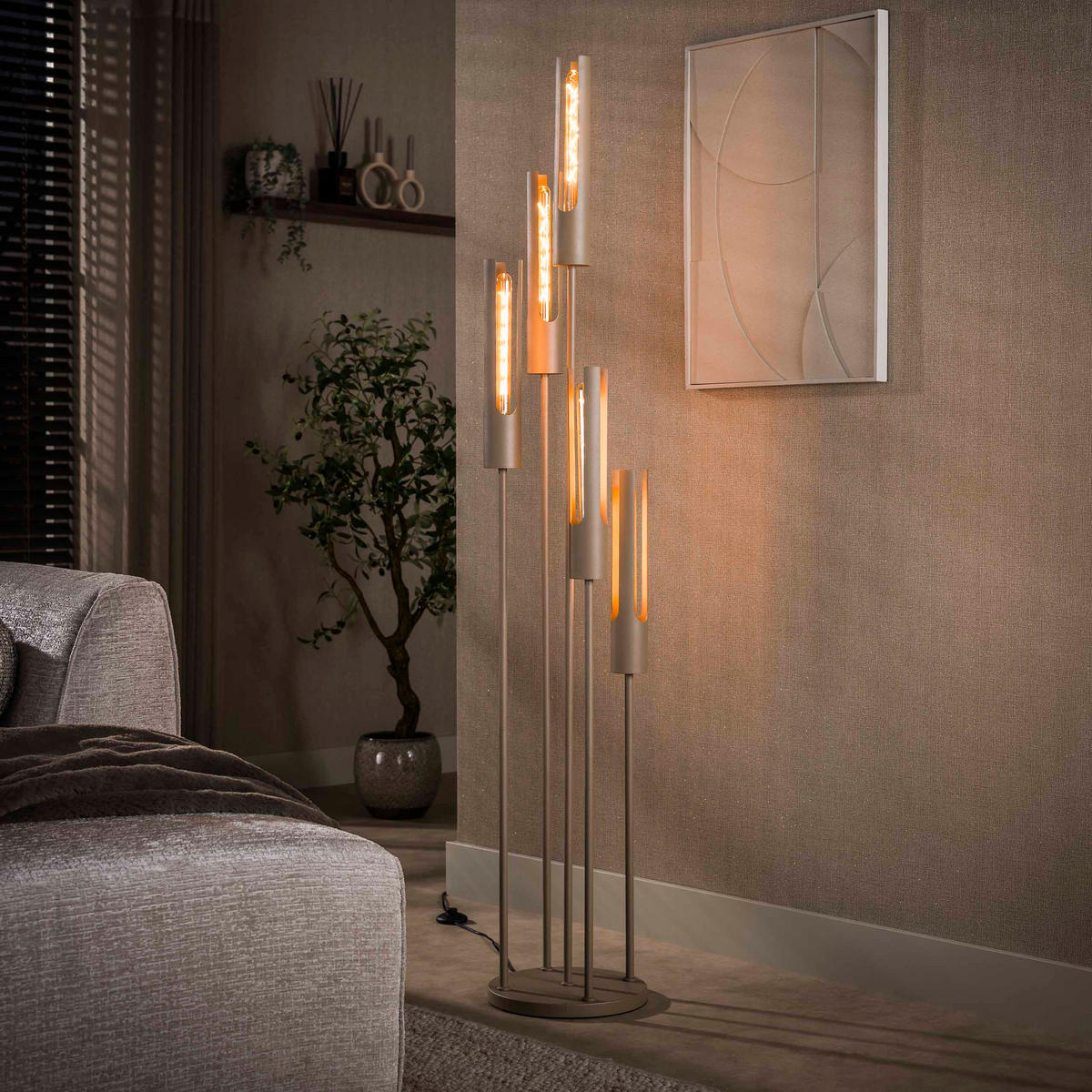 STEHLEUCHTE Tube Beige 30/30/175 cm - Beige, Metall (30/30/175cm) - Hoyz Collection