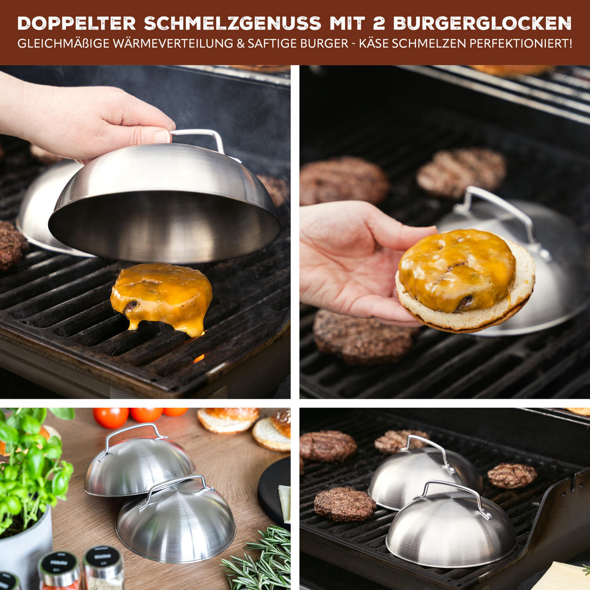 BURGER-SET 6tlg. - Edelstahlfarben, Metall (13/6/30cm) - eluno