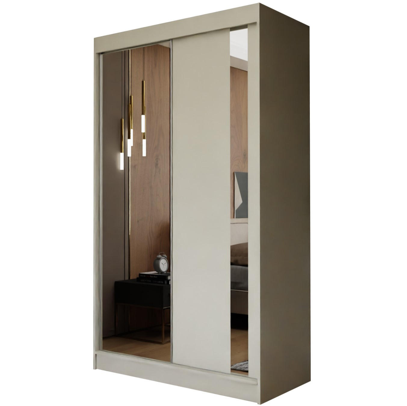 SCHWEBETÜRENSCHRANK GRAZIA 120/216/61 cm 2-türig mit Spiegel Kaschmir - Kaschmir, Holzwerkstoff (120/216/61cm) - MASSENO