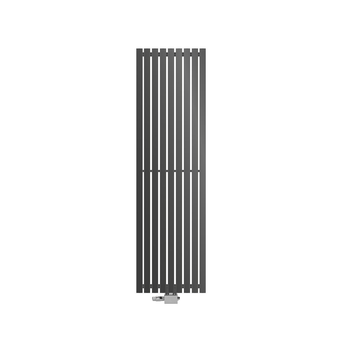 BADHEIZKÖRPER Stella 480x1600 mm Anthrazit mit Ventil Universal - Anthrazit, Metall (48/160/5cm) - LuxeBath