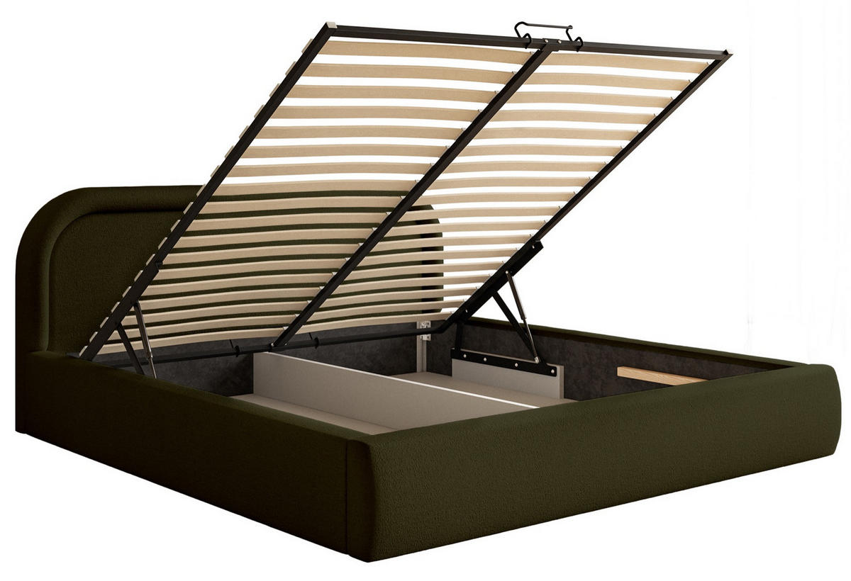 POLSTERBETT Ruvi Olivgrün 160x200 cm - Schwarz/Olivgrün, Holz/Textil (160/200cm) - Selsey