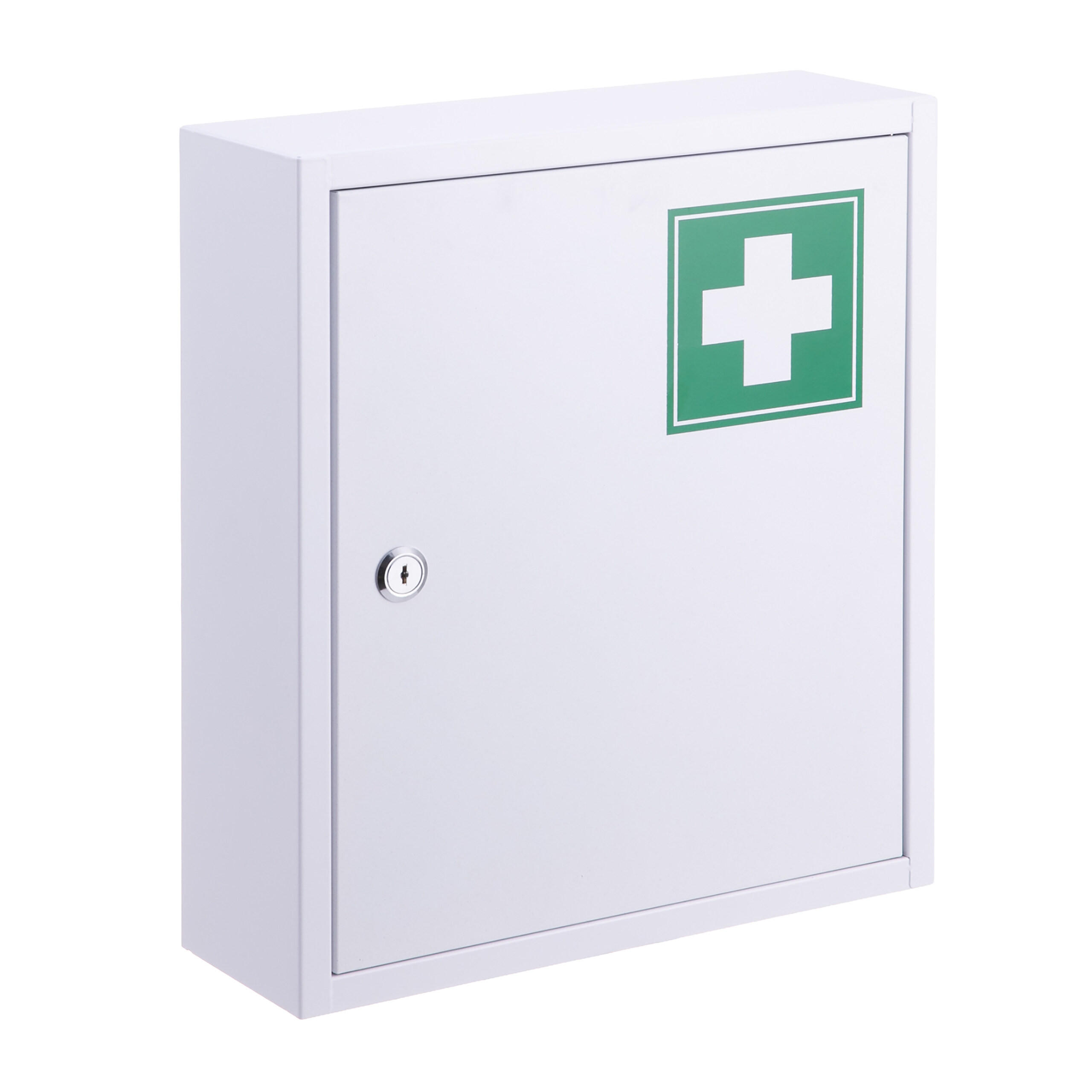 MEDICINSKÅP Vit metall låsbart 36/31.5/10 cm