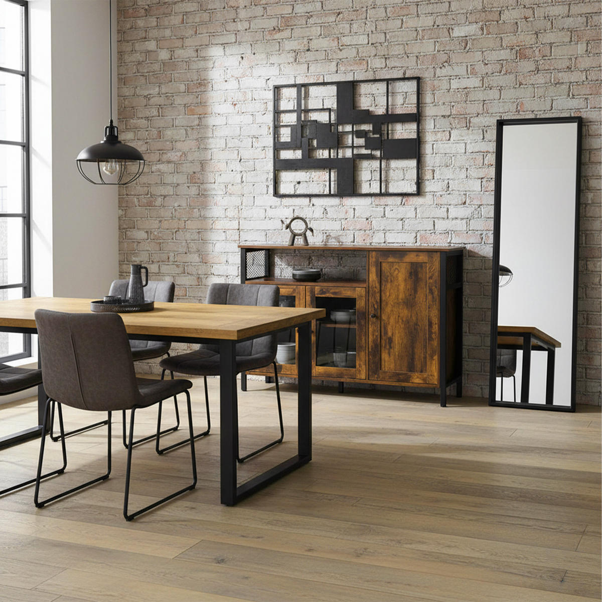 KÜCHENSCHRANK - Dunkelbraun/Schwarz, Glas/Holzwerkstoff (110/75/33cm) - Relaxdays