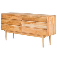 MASSIVES SIDEBOARD mit 6 Schubladen - Akazie massiv - Akaziefarben, Holz (160/80/40cm) - home24