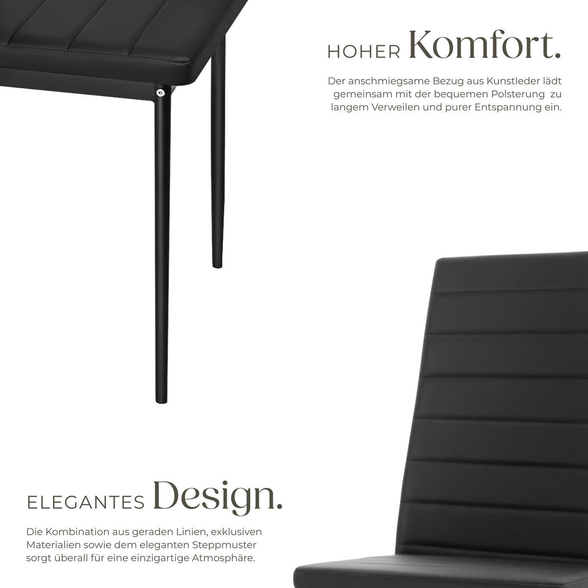 ESSZIMMERSTUHL 6er Set Thomas 41 x 45 x 98 5 cm schwarz - Schwarz, Textil (48/98.5/45cm) - tectake