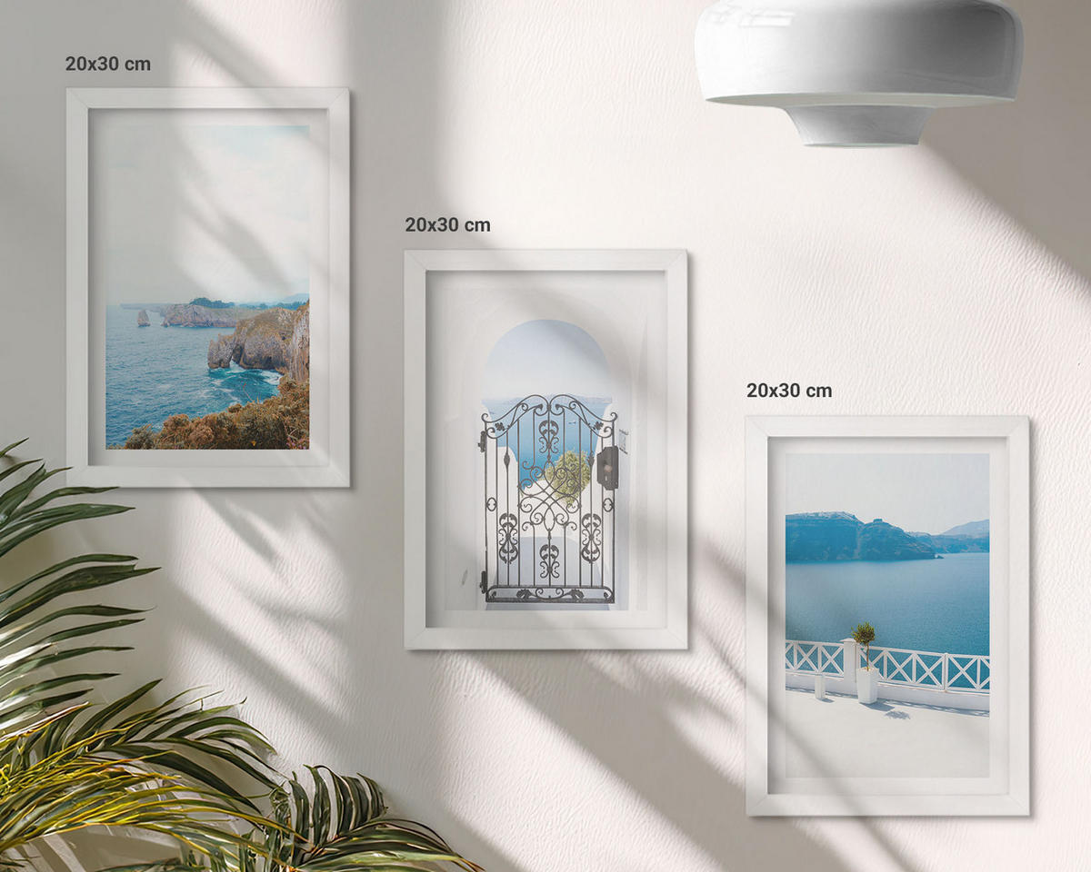 WANDBILDER 3er-Set - 20x30 cm Weißer Rahmen - Meeresarchitektur Griechenlands - Weiß, Kunststoff (20/30cm) - ArtPrintCave