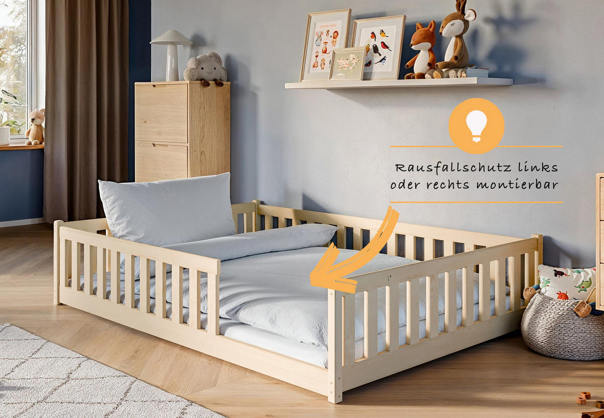 BODENBETT 140x200 cm in natur - Naturfarben, Holz (140/200cm) - Kids Collective
