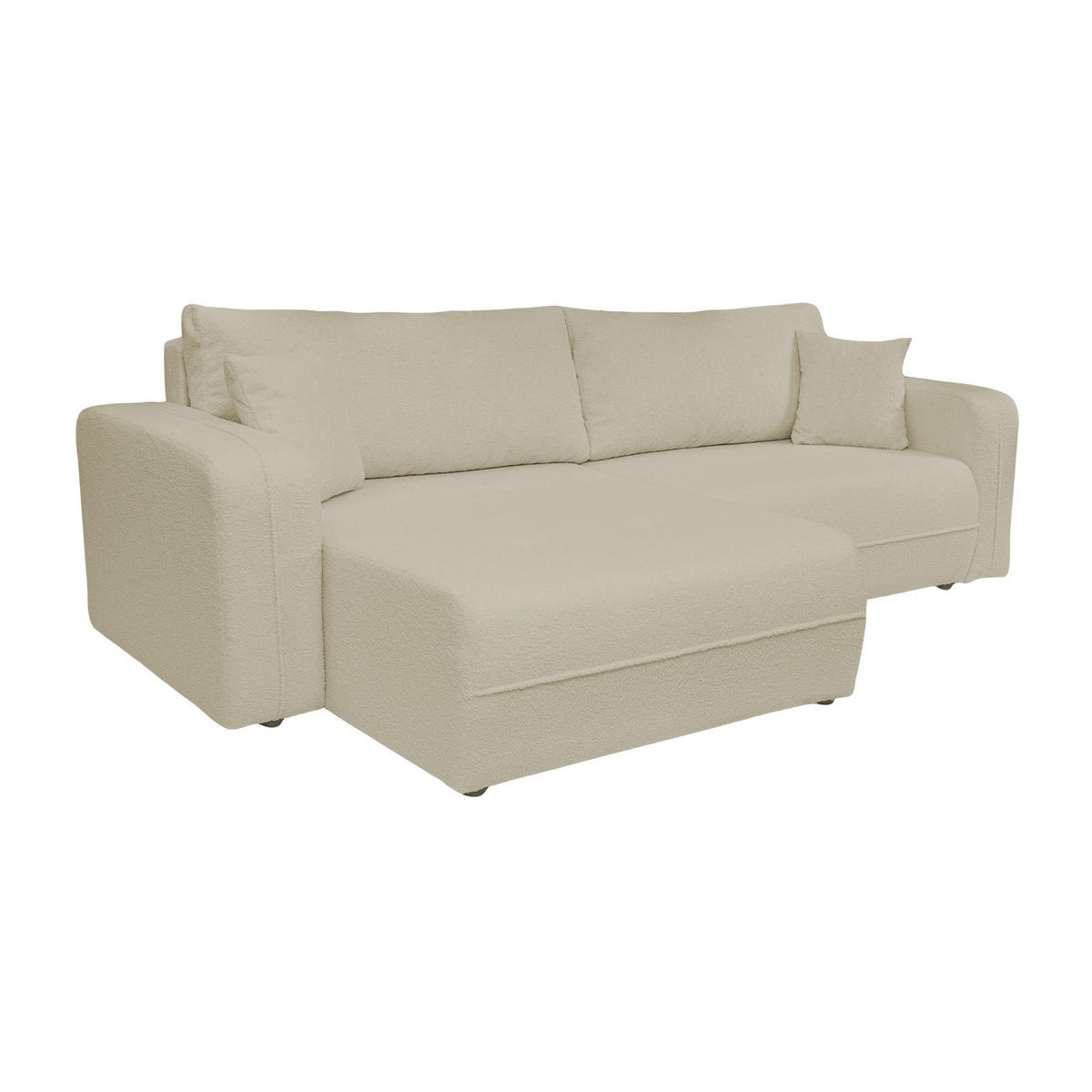 ECKSOFA Oreo L-Form Mit Bettkasten Und Schlaffunktion Quelle-Stoff Beige Rechts - Beige, Holz (247/143cm) - Kaiser Möbel