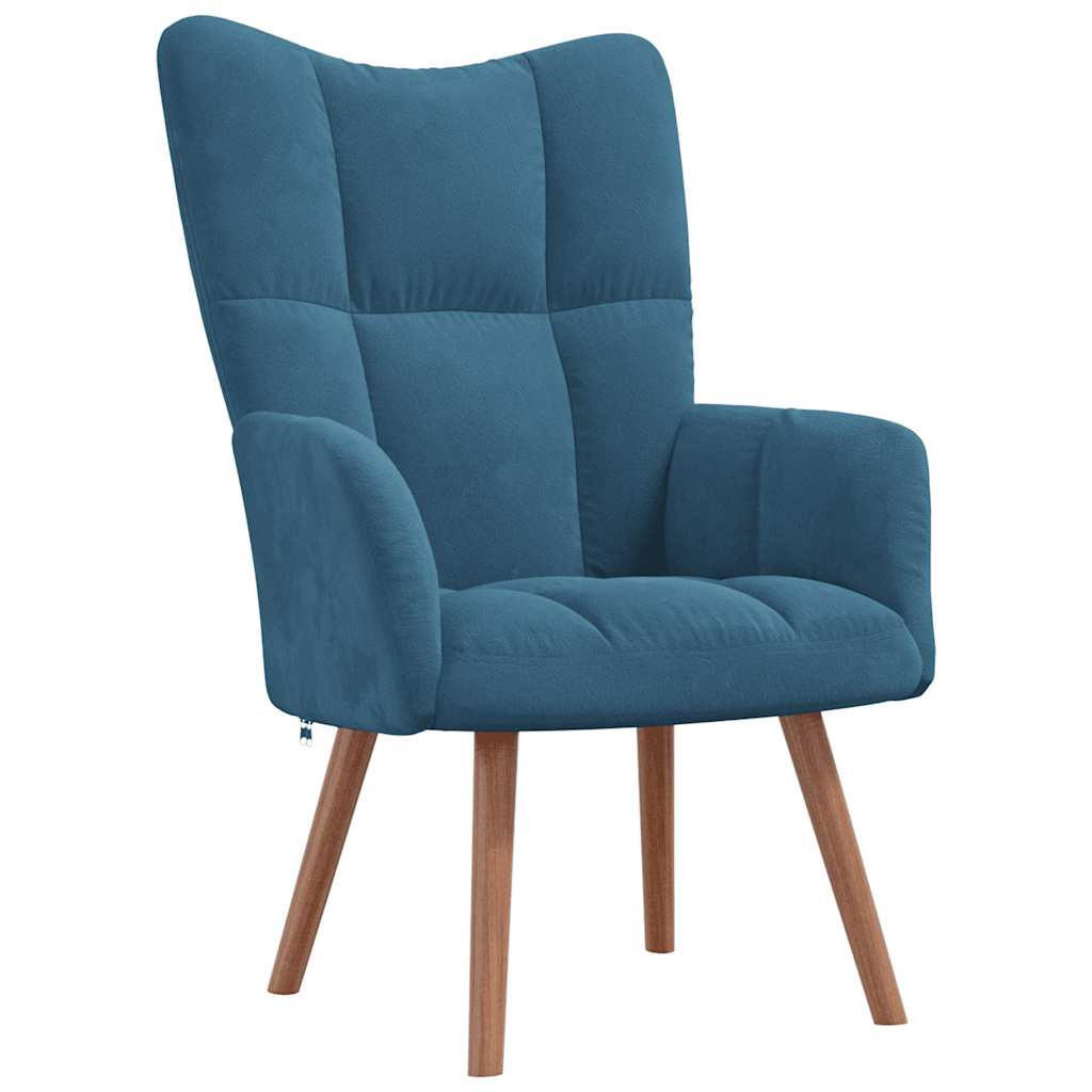 SESSEL mit Holzbeine 61,5/69/95,5 cm aus Samt Blau - Blau/Braun, Holz/Textil (61.5/95.5/69cm) - vidaXL