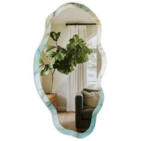 SPIEGEL 90x45 cm asymmetrisch mit Druck - Marmormuster - Transparent, Glas (45/90/0.4cm) - TULUP