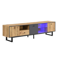 TV-LOWBOARD in Holz/Anthrazit mit LED und Glasböden 190/40/50 cm - Eichefarben, Holzwerkstoff (190/50/40cm) - Redom