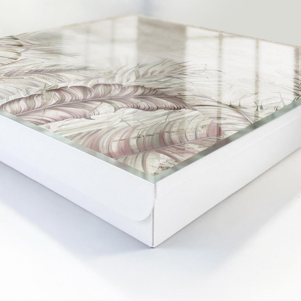 SCHLÜSSELBOX Weiß 30x30 cm – Türöffnung nach rechts - Subtiler Exotismus - Beige, Metall (30/30/5cm) - TULUP