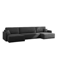 ECKSOFA Carlos Mit Schlaffunktion und Bettkasten Elegante Stoff Poso Graphit - Graphitfarben, Holz/Textil (348/142cm) - Kaiser Möbel