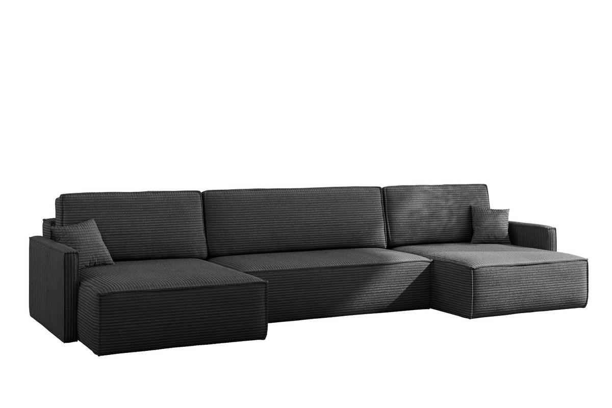 ECKSOFA Carlos Mit Schlaffunktion und Bettkasten Elegante Stoff Poso Graphit - Graphitfarben, Holz/Textil (348/142cm) - Kaiser Möbel