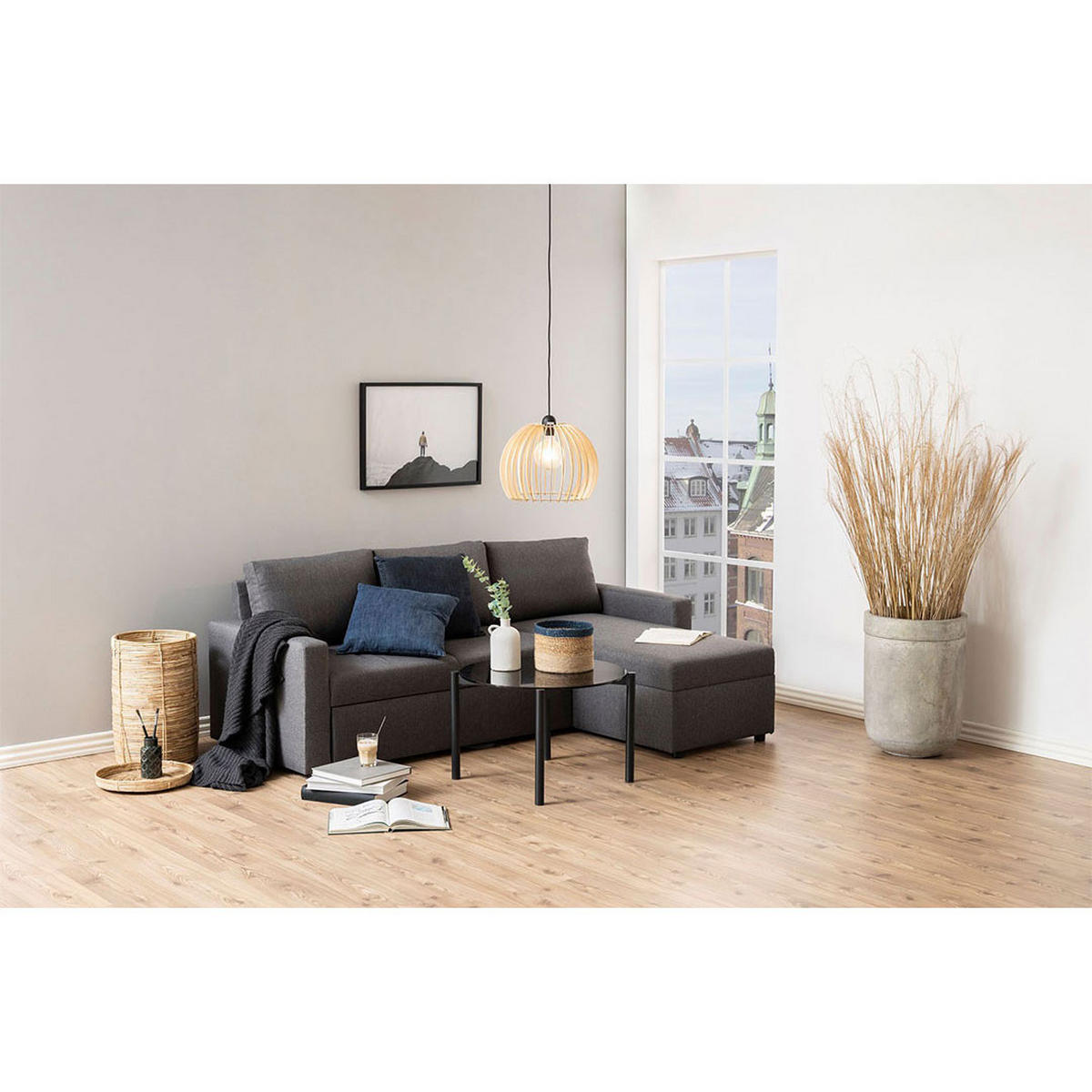 SCHLAFSOFA grau - Dunkelgrau/Grau, Holzwerkstoff/Textil (218/155cm) - ebuy24