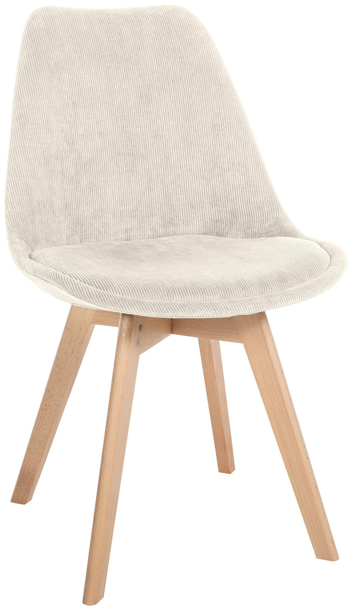 STUHL Cord beige - Eukalyptusholzfarben/Beige, Holz/Textil (49/83/50cm) - CLP