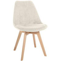 STUHL Cord Beige - Eukalyptusholzfarben/Beige, Holz/Textil (49/83/50cm) - CLP
