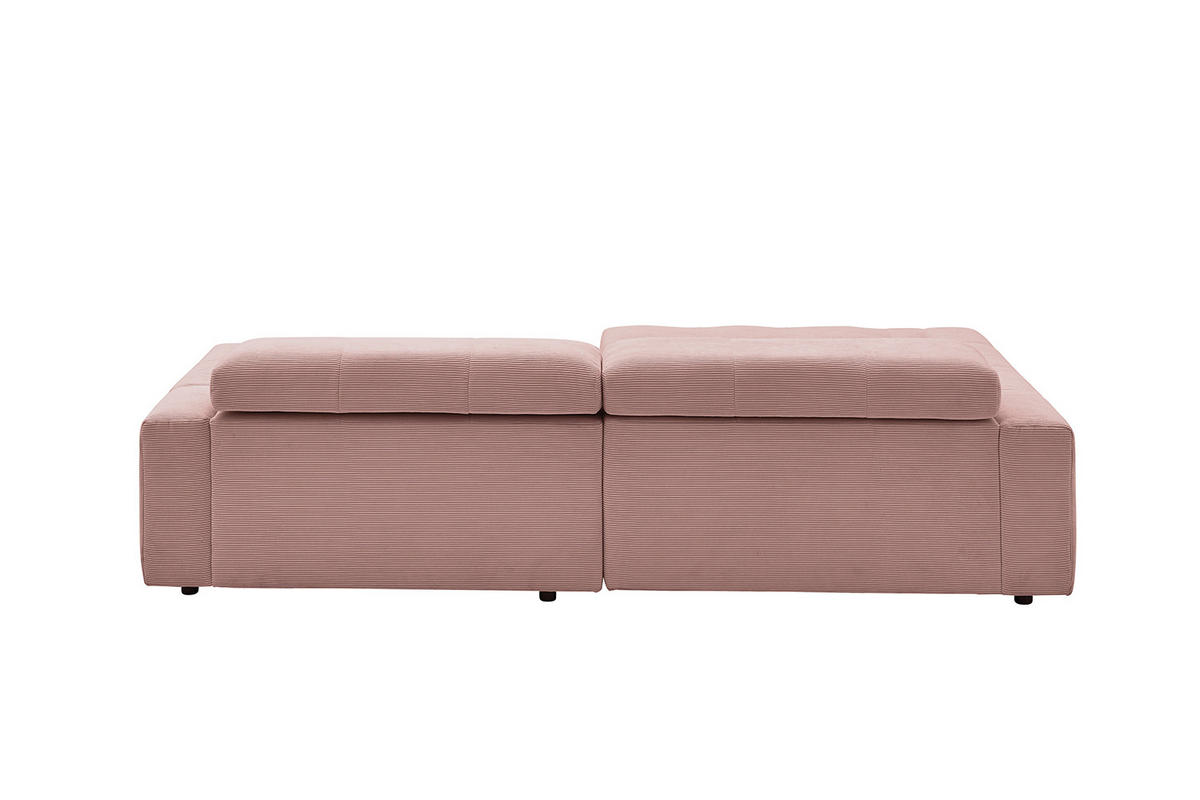 ECKSOFA MIT MOTORISCHEM SITZVORZUG RENO Pink Cord - Pink/Schwarz, Kunststoff/Textil (258/217cm) - KAWOLA