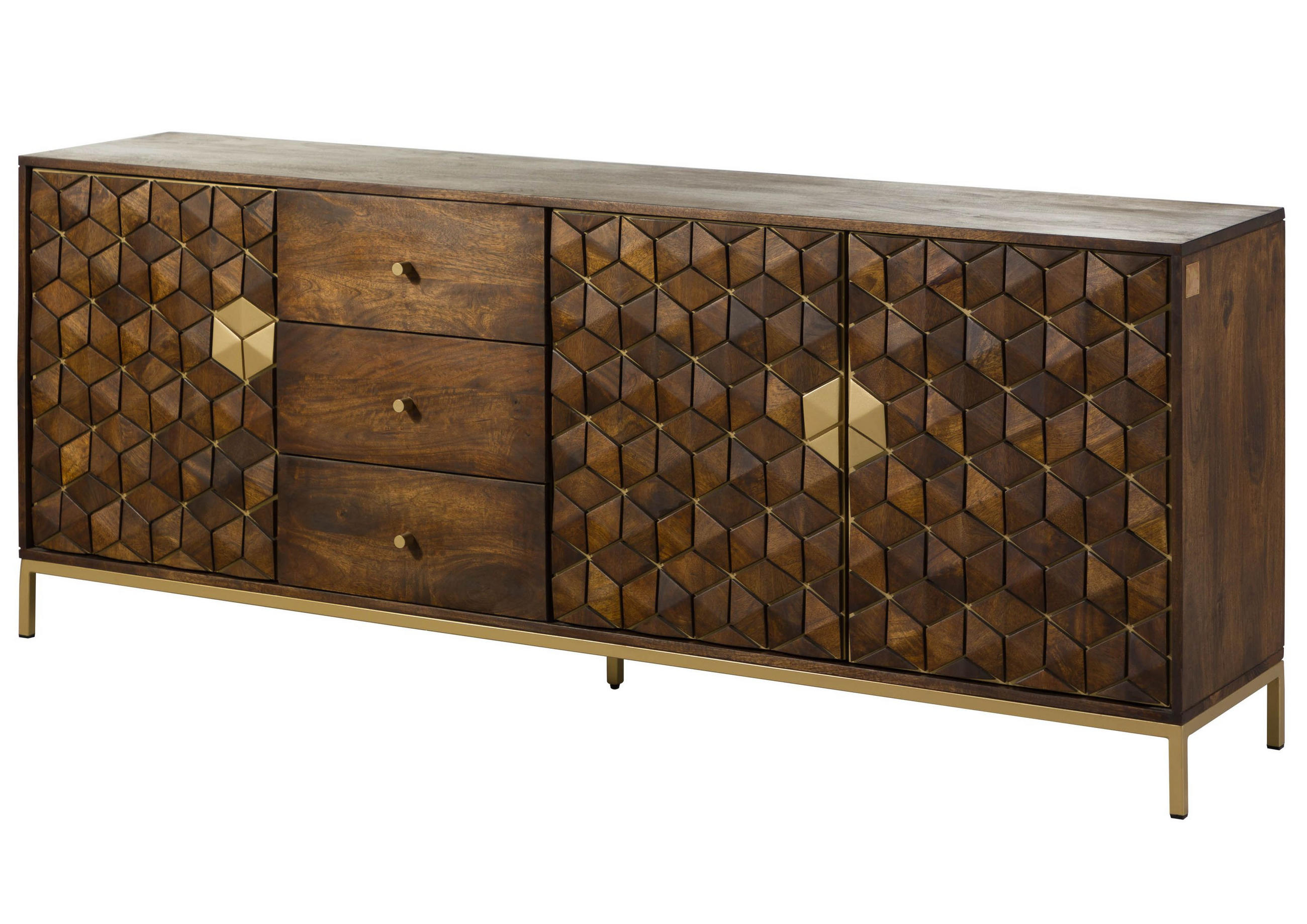 SIDEBOARD Mango 194x40x77 braun geölt DIAMOND #221 - Braun, Holz (194/77/40cm) - Massivmoebel24