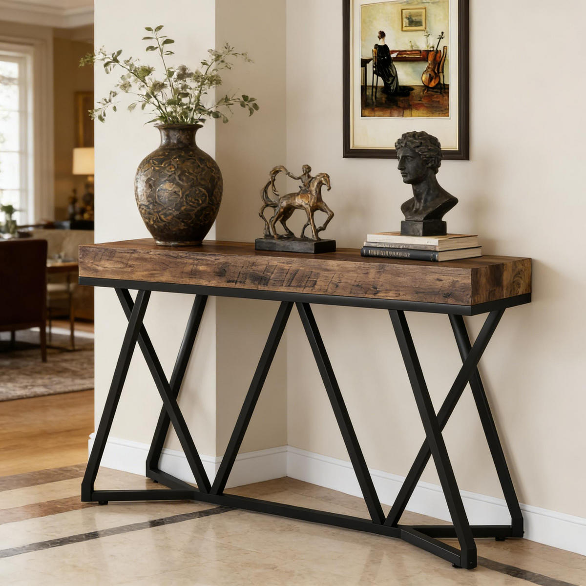 KONSOLENTISCH Schwarz-Braun 140/30/90 cm - Schwarz, Holzwerkstoff (30/140/90cm) - PANGIVO