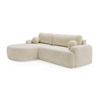 ECKSOFA Cloudy Creme, Sofa aus Velourstoff mit Kissen, linke seite - Creme, Holzwerkstoff/Textil (177/261cm) - Bettso