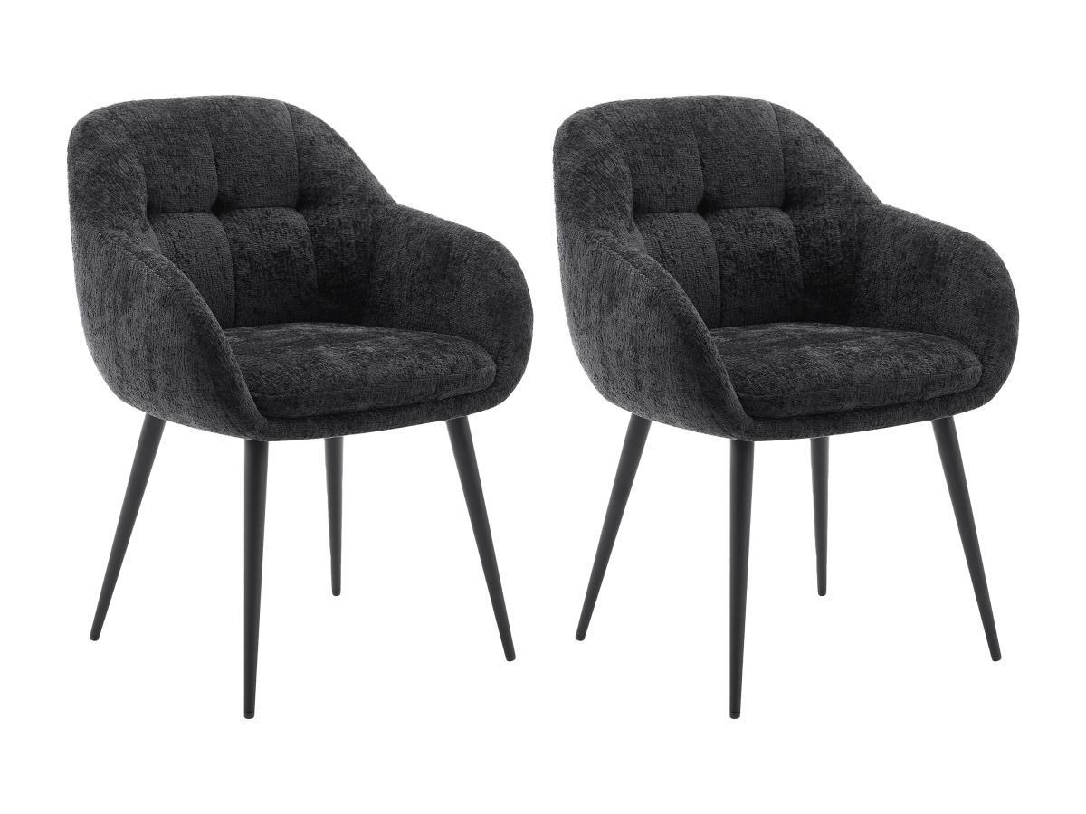 STUHL mit Armlehnen 2er-Set - Strukturstoff & Metall - Schwarz - LASSANDRA - Schwarz, Textil (59/81/59cm) - Pascal Morabito