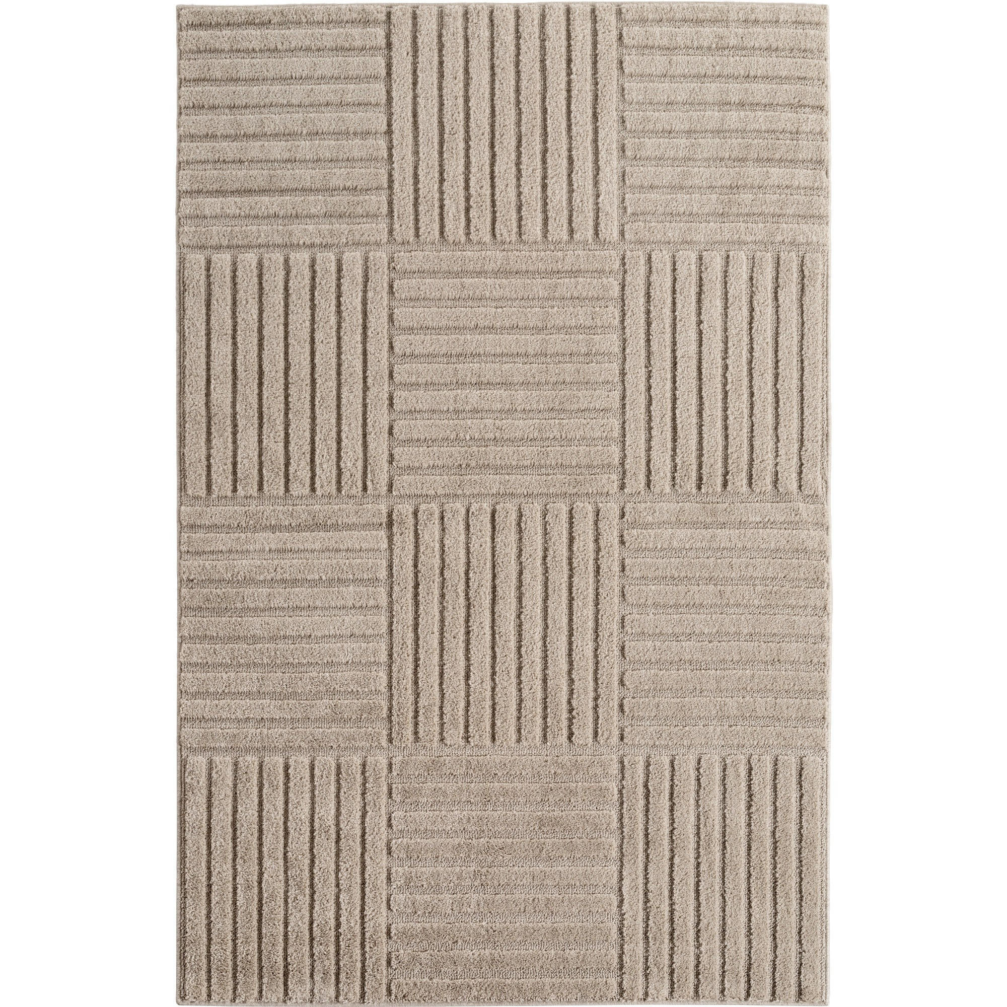 TEPPICH Hochflor RIGI in Beige, mit Cord-Streifen-Patchwork, 200 x 290 cm - Beige, Textil (200/290cm) - KADIMA DESIGN