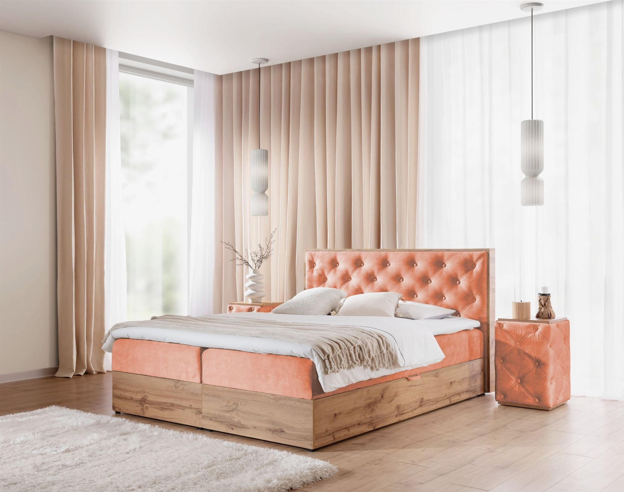 BOXBETT Maximo In überlänge - Aubergine, Holzwerkstoff/Textil (140/220cm) - Fun Möbel