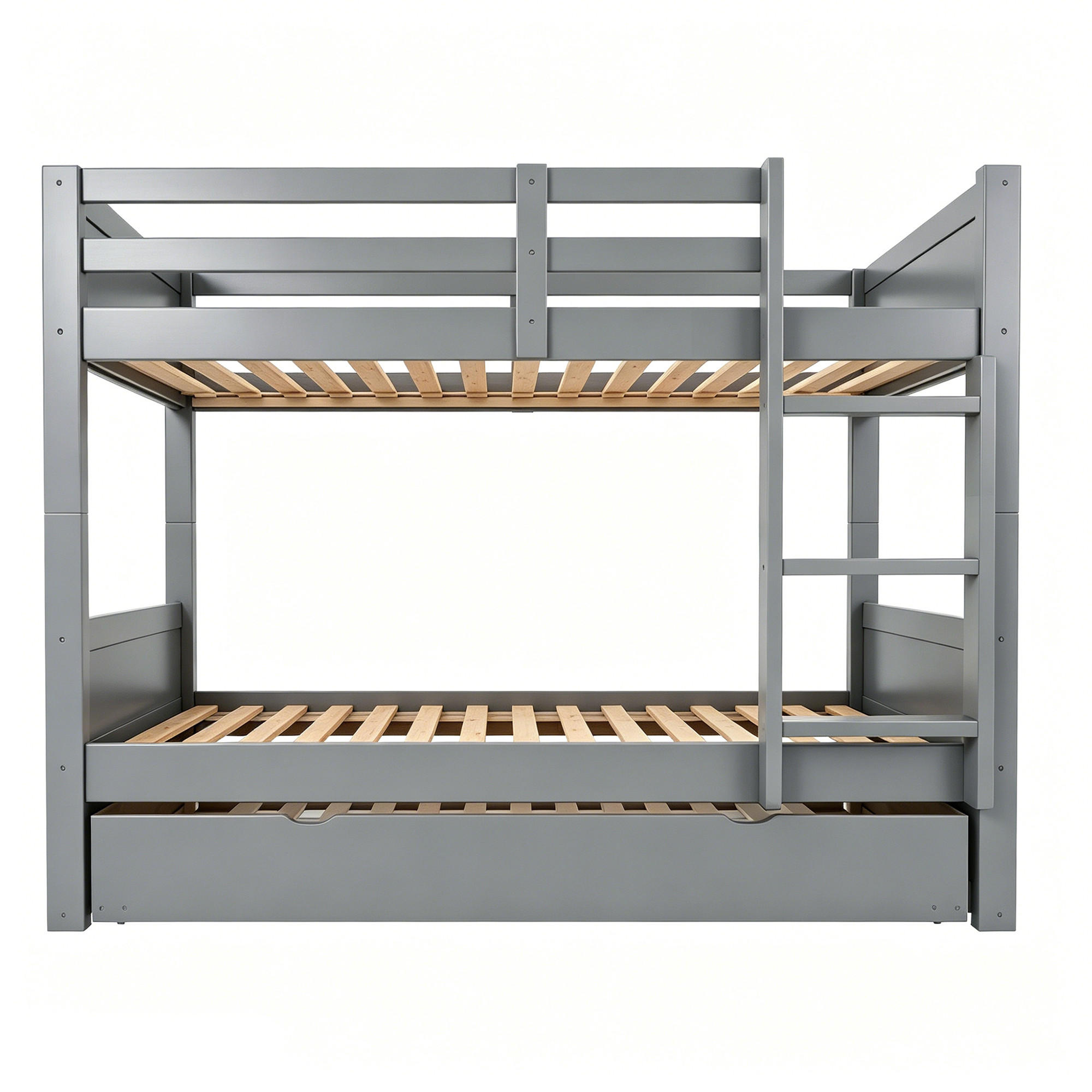 ETAGENBETT 90x200cm Holz Ausziehbett Sicherheitsgeländer Grau - Grau, Holz (90/200cm) - FLIEKS