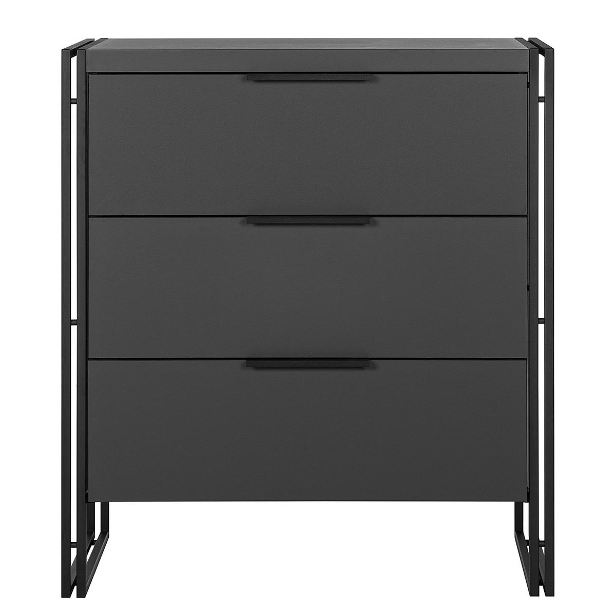 KOMMODE mit 3 Schubladen - Schwarz, Holzwerkstoff (80/90/39cm) - home24