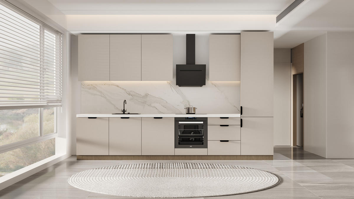 KÜCHENZEILE 360 cm - Sorento KS2-M360 - in Beige / Dunkle Eiche - Eichefarben/Beige, Holz (360/247/58cm)