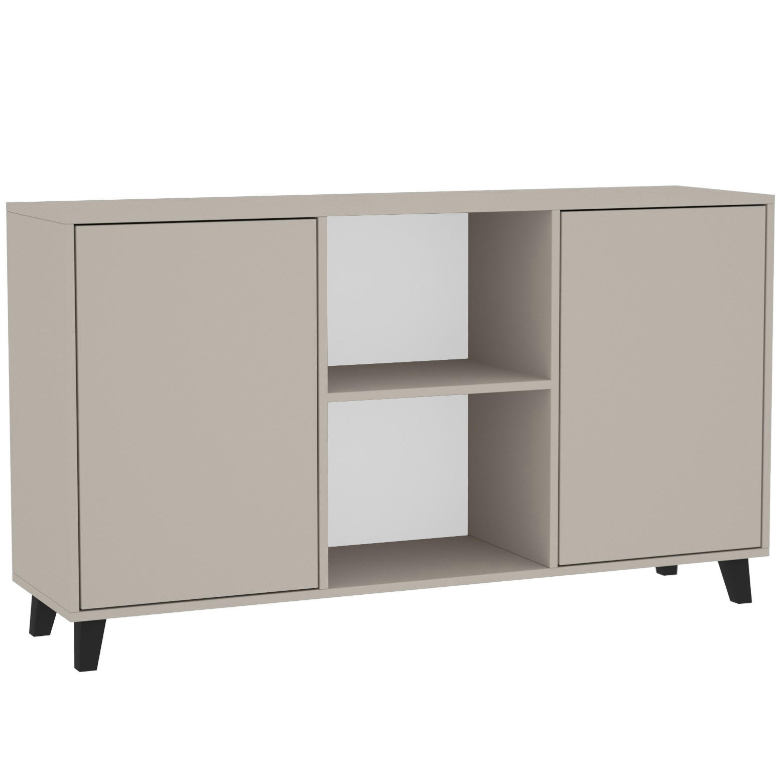 KOMMODE Home mit 2 Türen, ohne Griffe, Kaschmir - Kaschmir/Schwarz, Holzwerkstoff (150/85/40cm) - Beautysofa