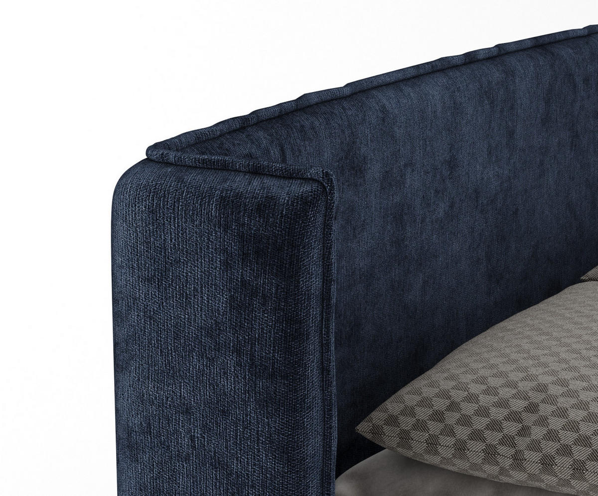 BOXBETT Passion Marineblau 200/200 cm mit Matratze und Topper - Schwarz/Dunkelblau, Holz/Holzwerkstoff (200/200cm) - Maison de Reve