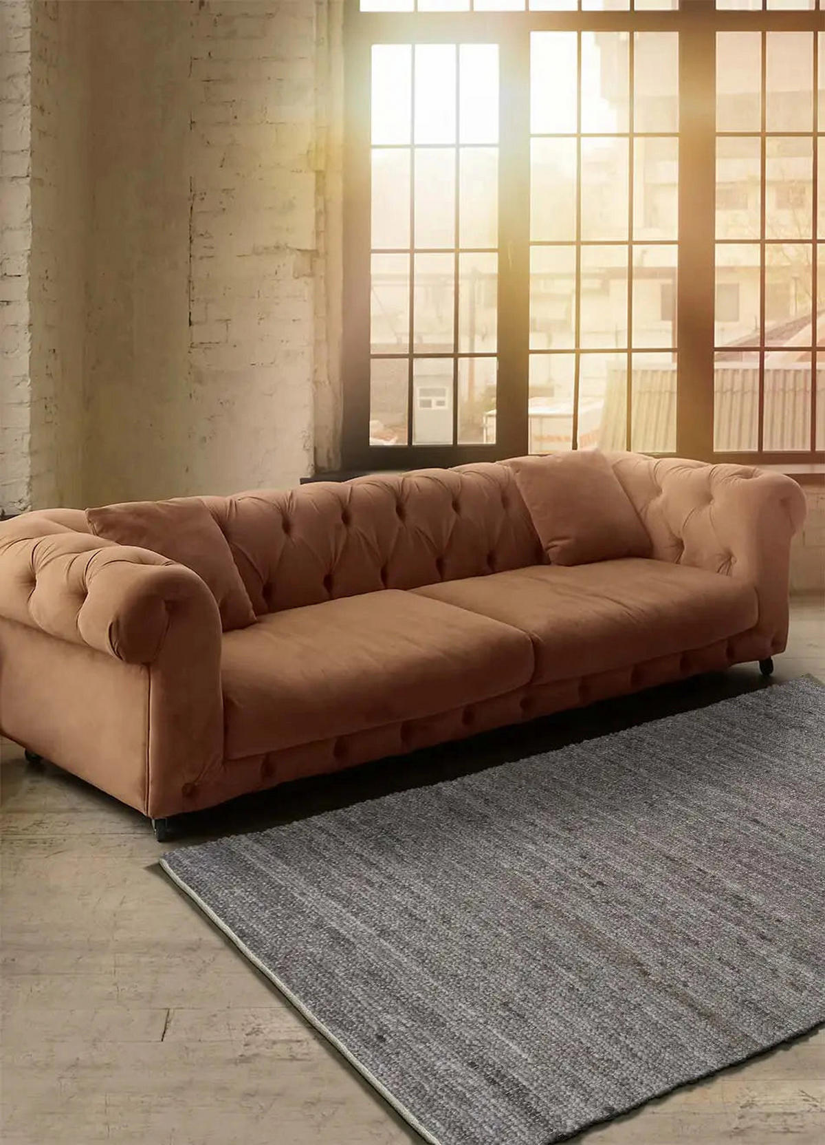 HANDWEBTEPPICH Leinen Cinder 60/110 cm - Taupe, Textil (60/110cm) - Atticgo