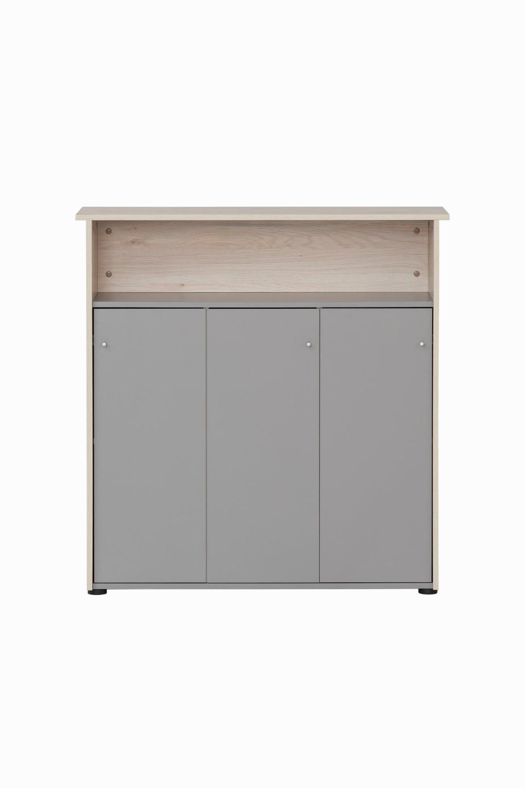 EMPFANGSTHEKE Pigeon 111x107x44 cm 7 Fächern & 3 Flügeltüren Eiche/Grau - Eichefarben, Holz (107/111/44cm) - PROREGAL