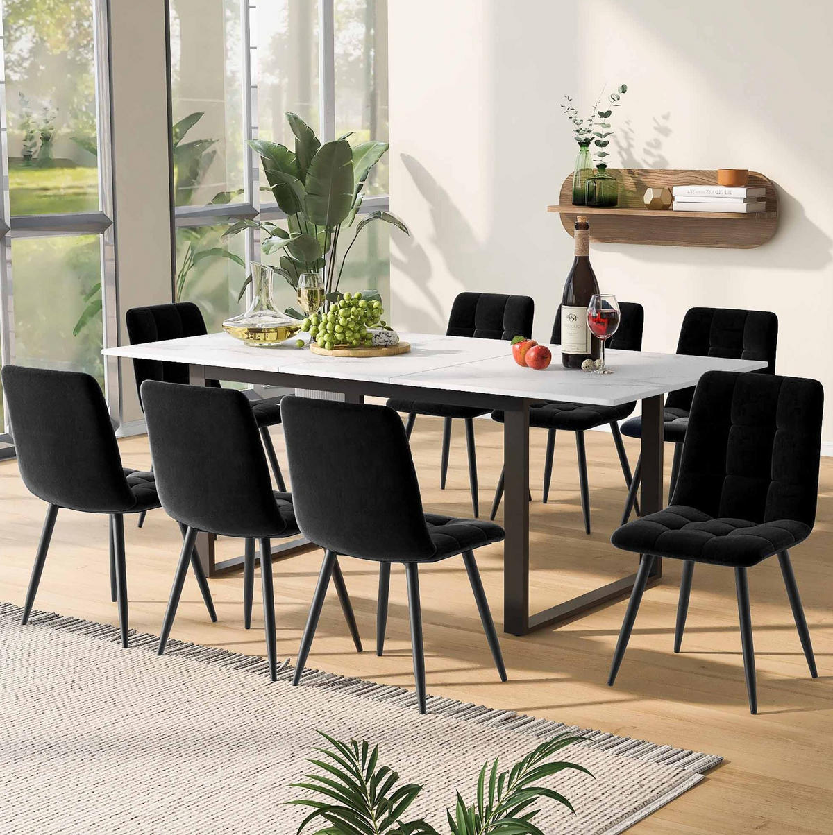 ROZKLÁDACÍ jídelní stůl 140/180 x 80 x 75 cm s nastavitelnými nožkami a deskou v mramorovém dekoru, Bílá - bílá, kompozitní dřevo (140/80/75cm) - Redom