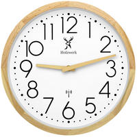 WANDUHR Holz Designer NIENBURG (FUNK) Loft Wand Uhr, beige, weiß - Beige/Schwarz, Glas/Holz (30/30/4.2cm) - Holzwerk