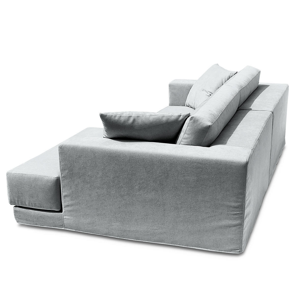 ECKSOFA mit Wechselbezug - Longchair, Webstoff - Hellgrau/Schwarz, Kunststoff/Textil (260/155cm) - home24